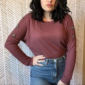 Button Detail Long Sleeve Top